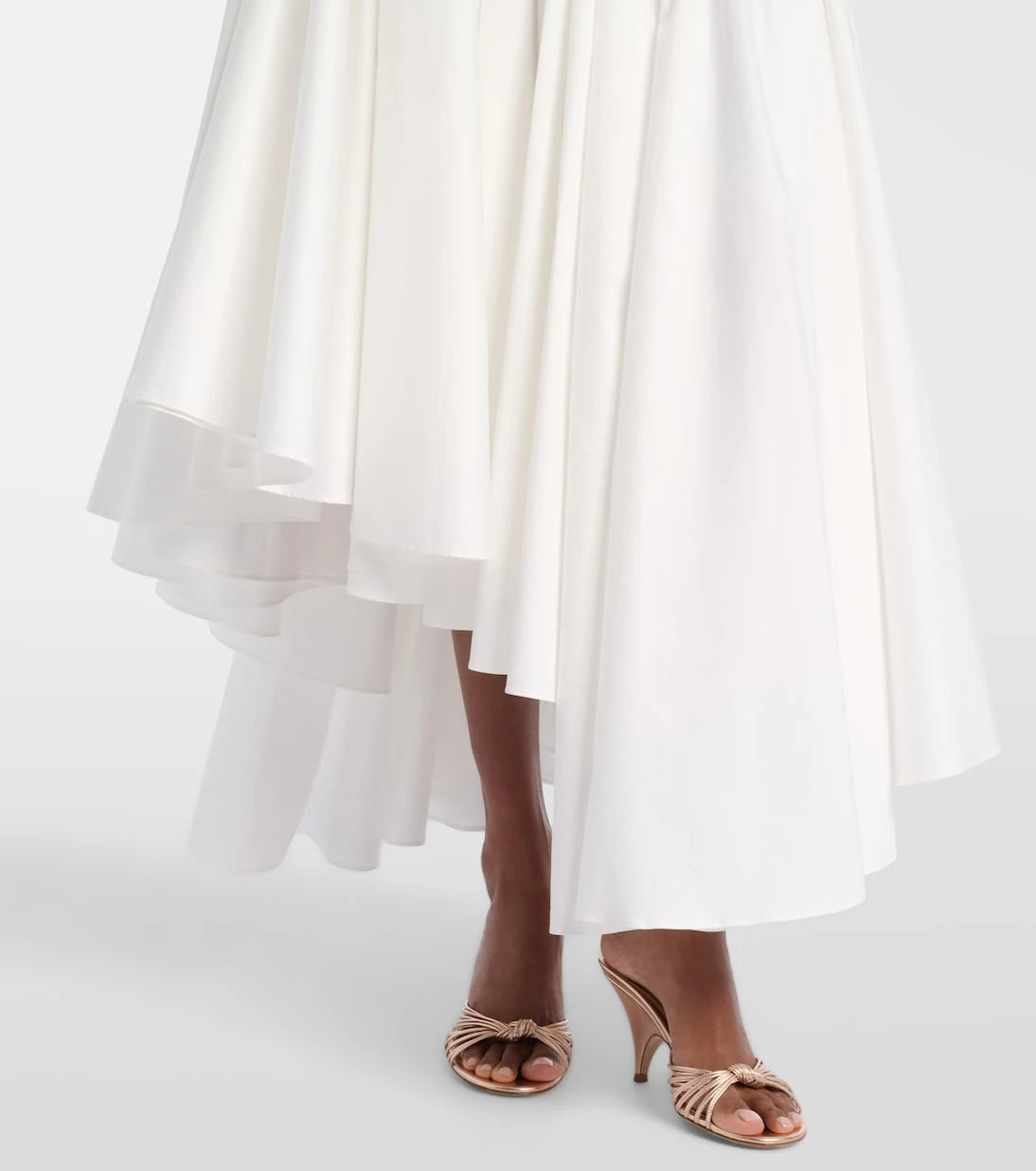 Self-Portrait - Asymmetric cotton poplin midi skirt