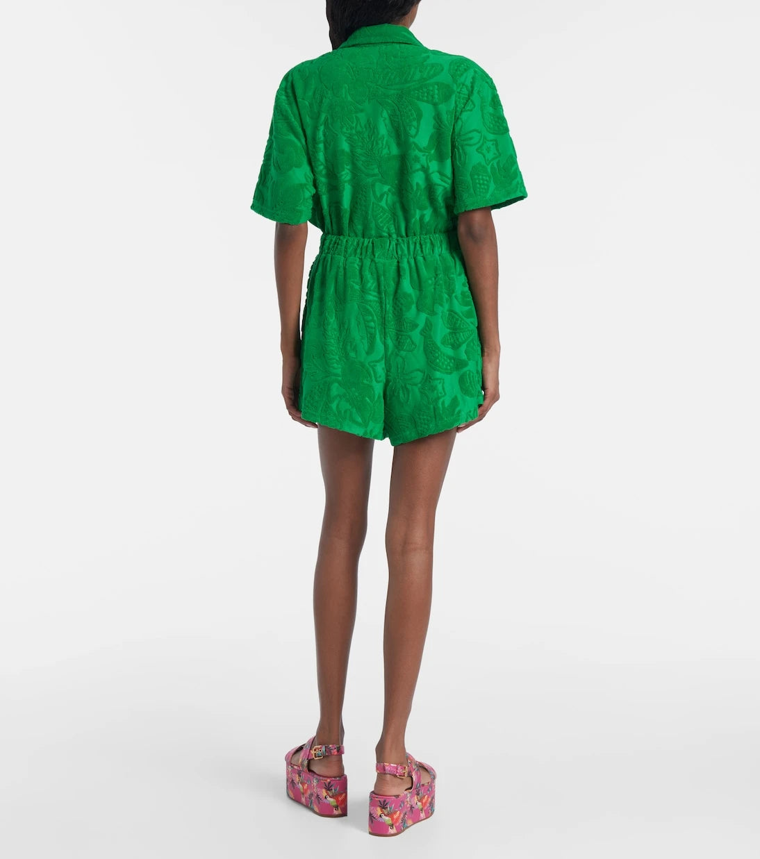 Farm Rio - Floral cotton-blend terry shorts