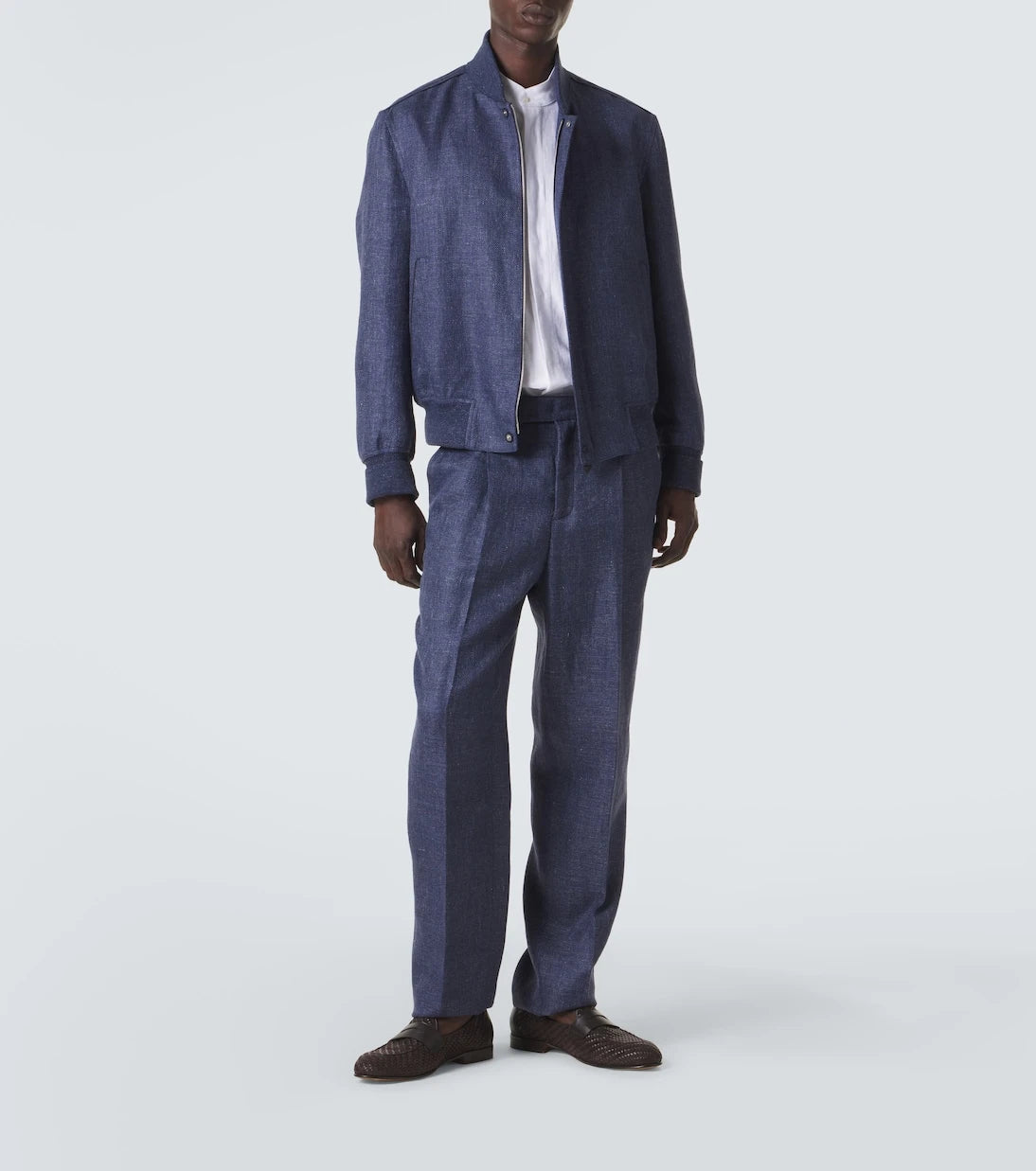 Berluti - Leather-trimmed linen, wool, and silk bomber jacket