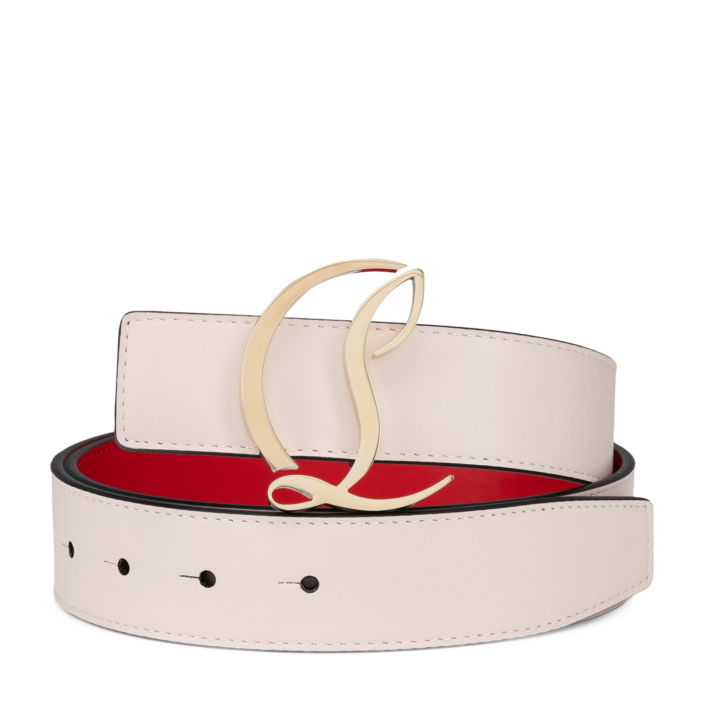 Red CL Logo Leather Belt