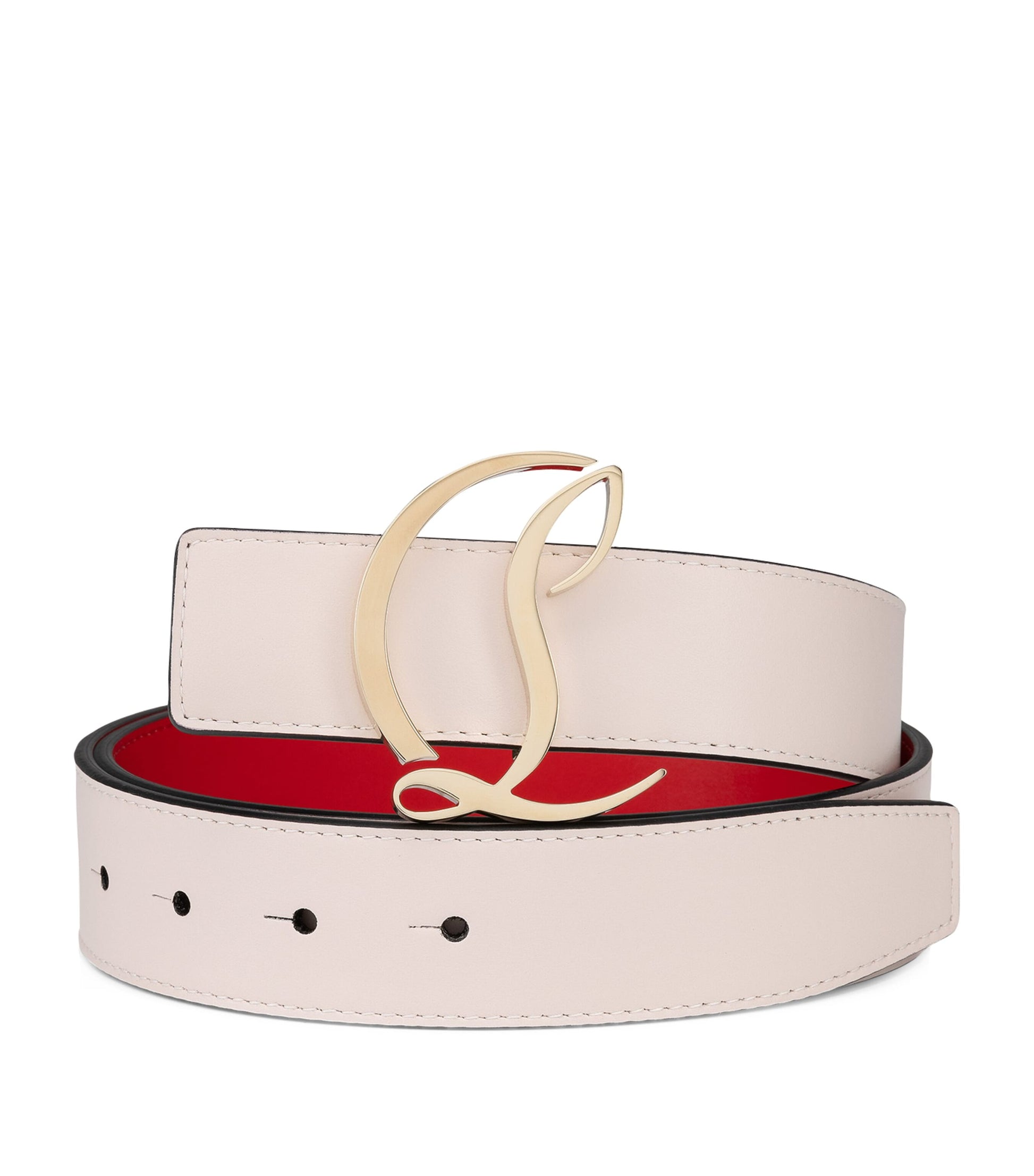Red CL Logo Leather Belt