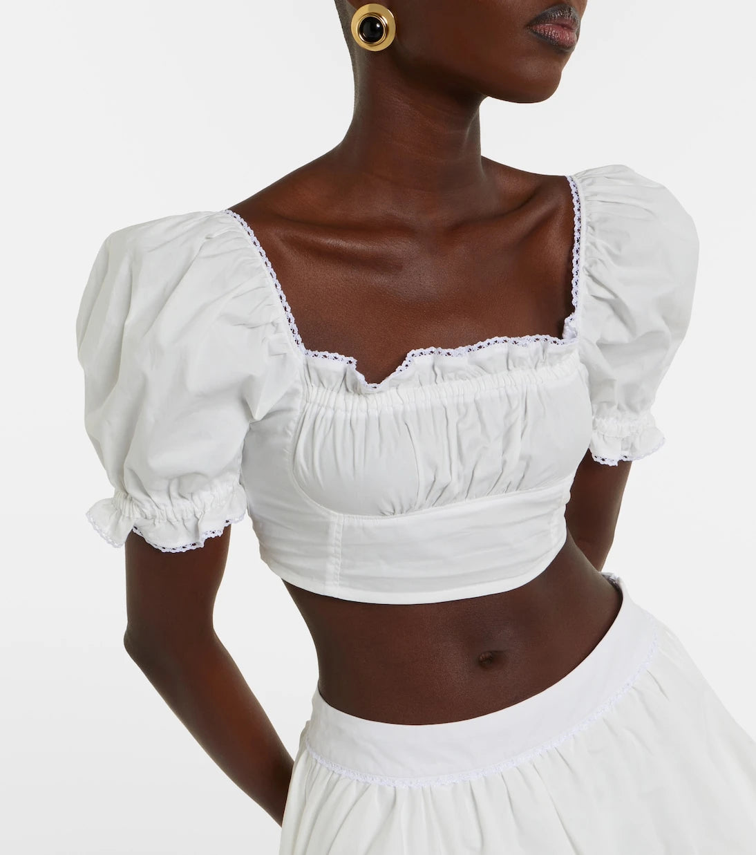 Bananhot - Ligia ruffled cotton poplin crop top