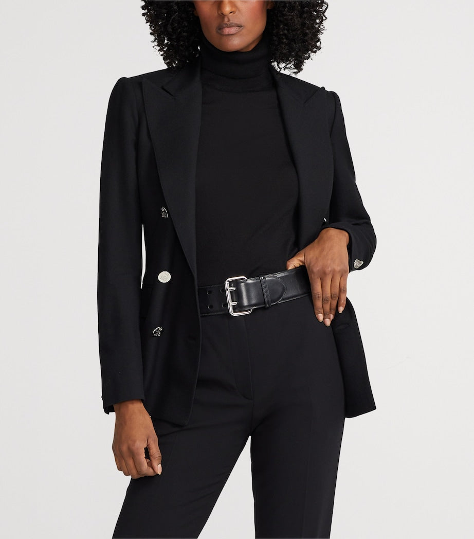 Black Calfskin Double-Prong Belt