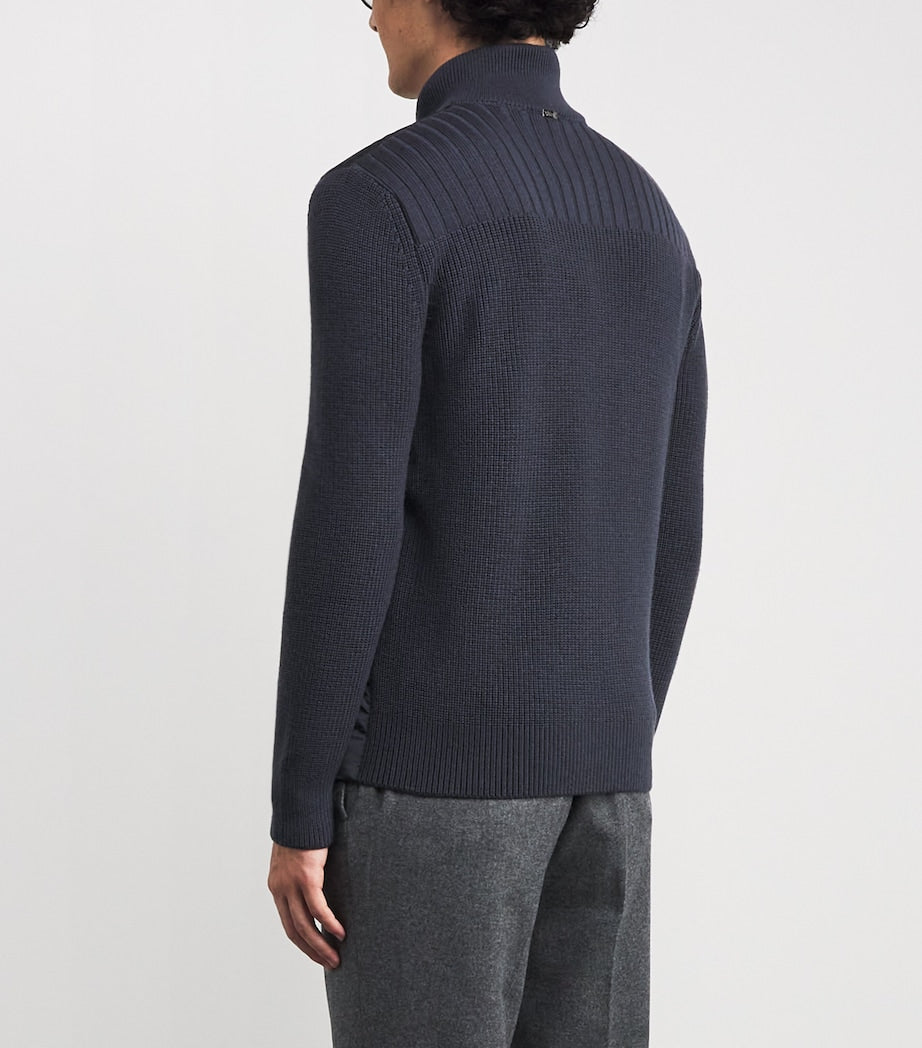 Grey Down Wool-Blend Hybrid Puffer Jacket