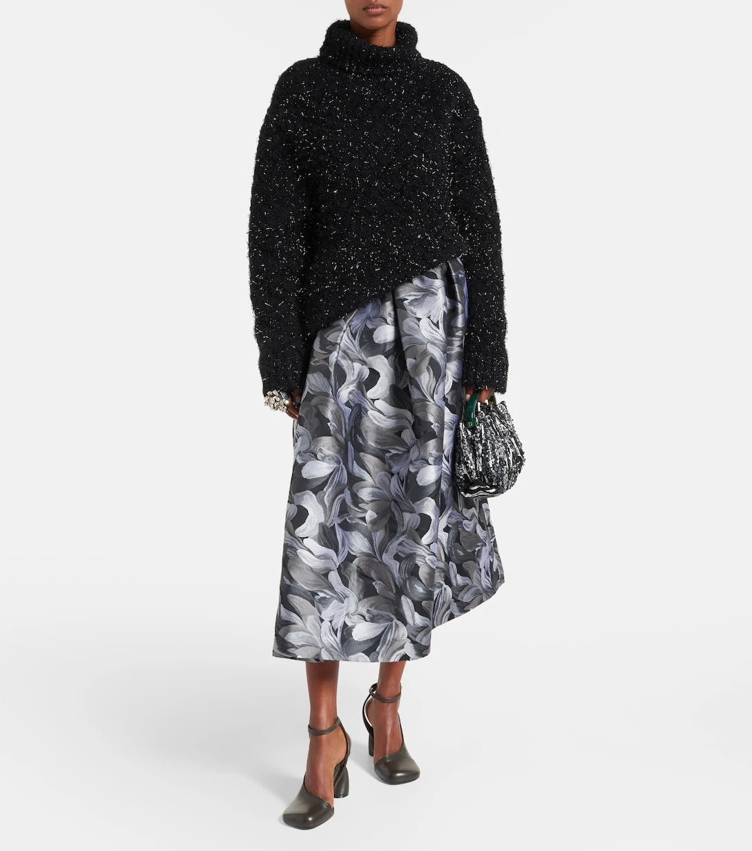 Dries Van Noten - تنورة جاكار متوسطة الطول