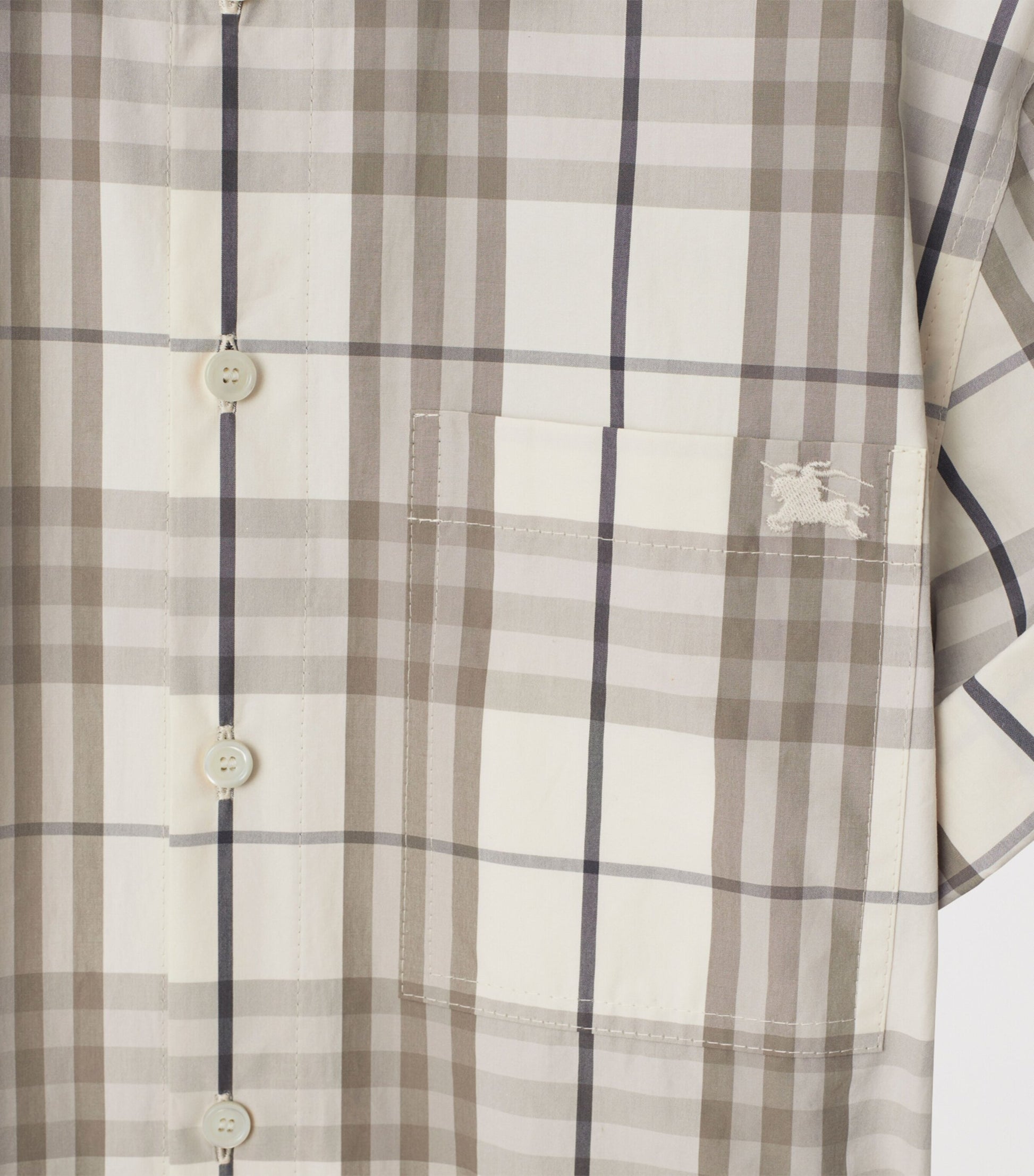 Burberry Ivory Cotton Check Mini Shirt Dress