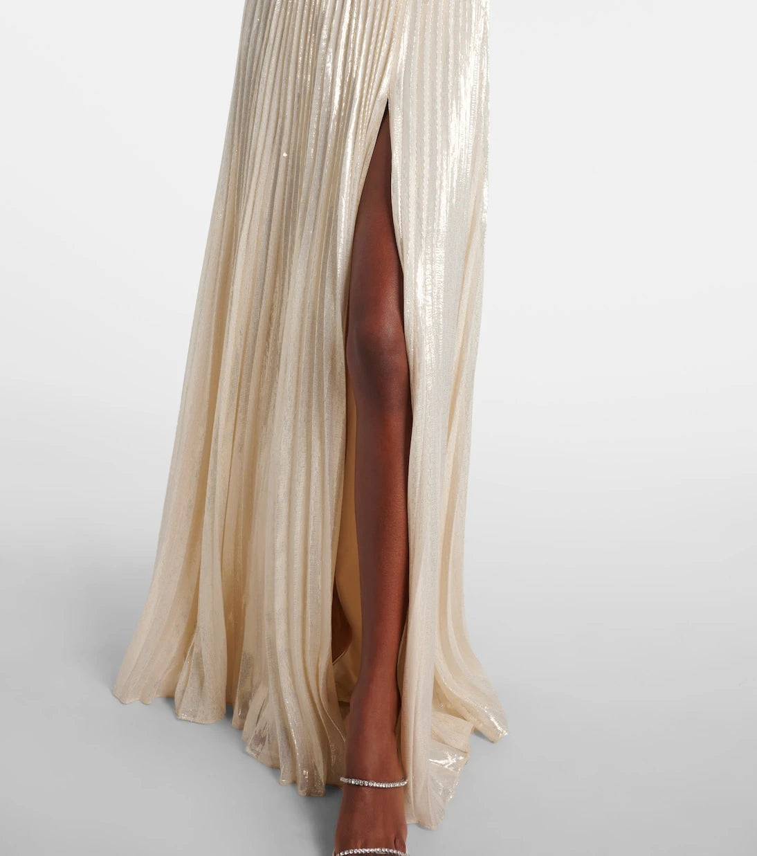 Self-Portrait - Asymmetric draped silk-blend chiffon maxi dress