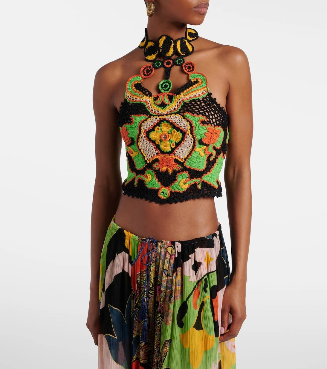 Etro - Floral crochet cotton crop top