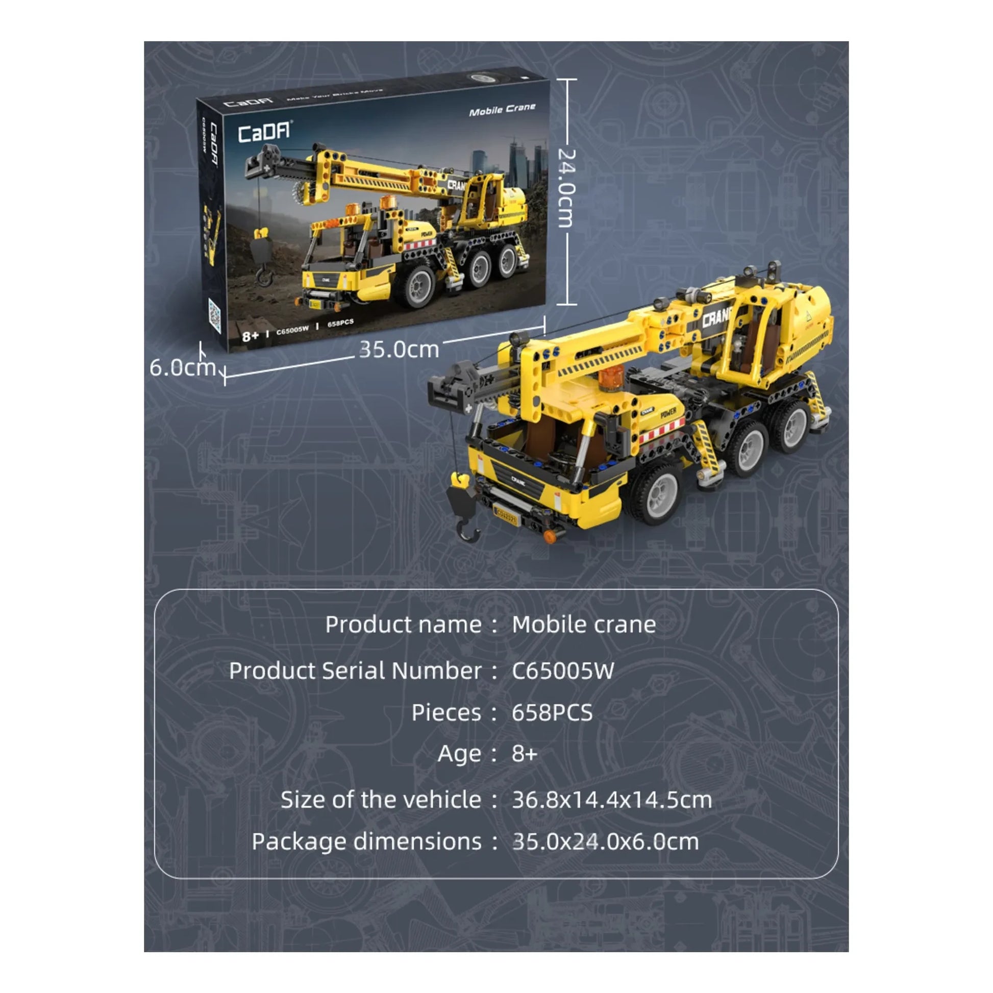 Cada - Crane construction kit - 658 parts