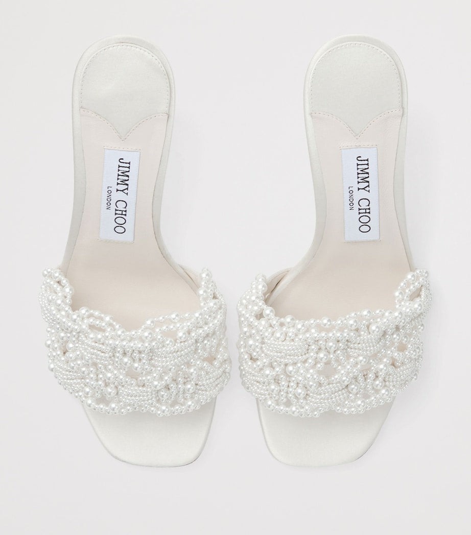 Jimmy Choo Neutral Cary 70 Satin Mules