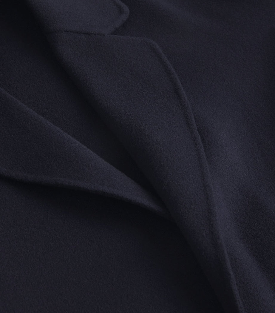 Blue Virgin Wool Short Wrap Coat