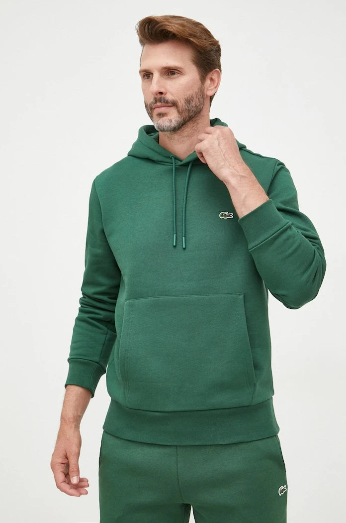 Pamuklu kapüşonlu Lacoste sweatshirt