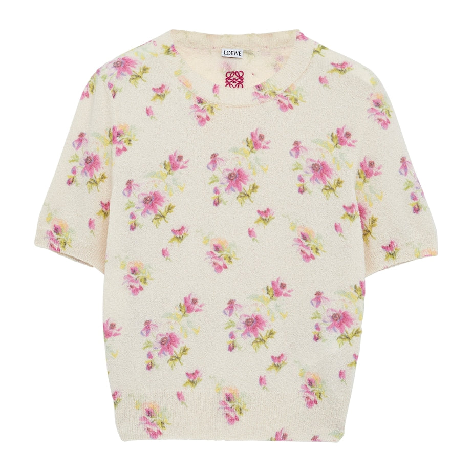 LOEWE White Cotton-Blend Floral Sweater