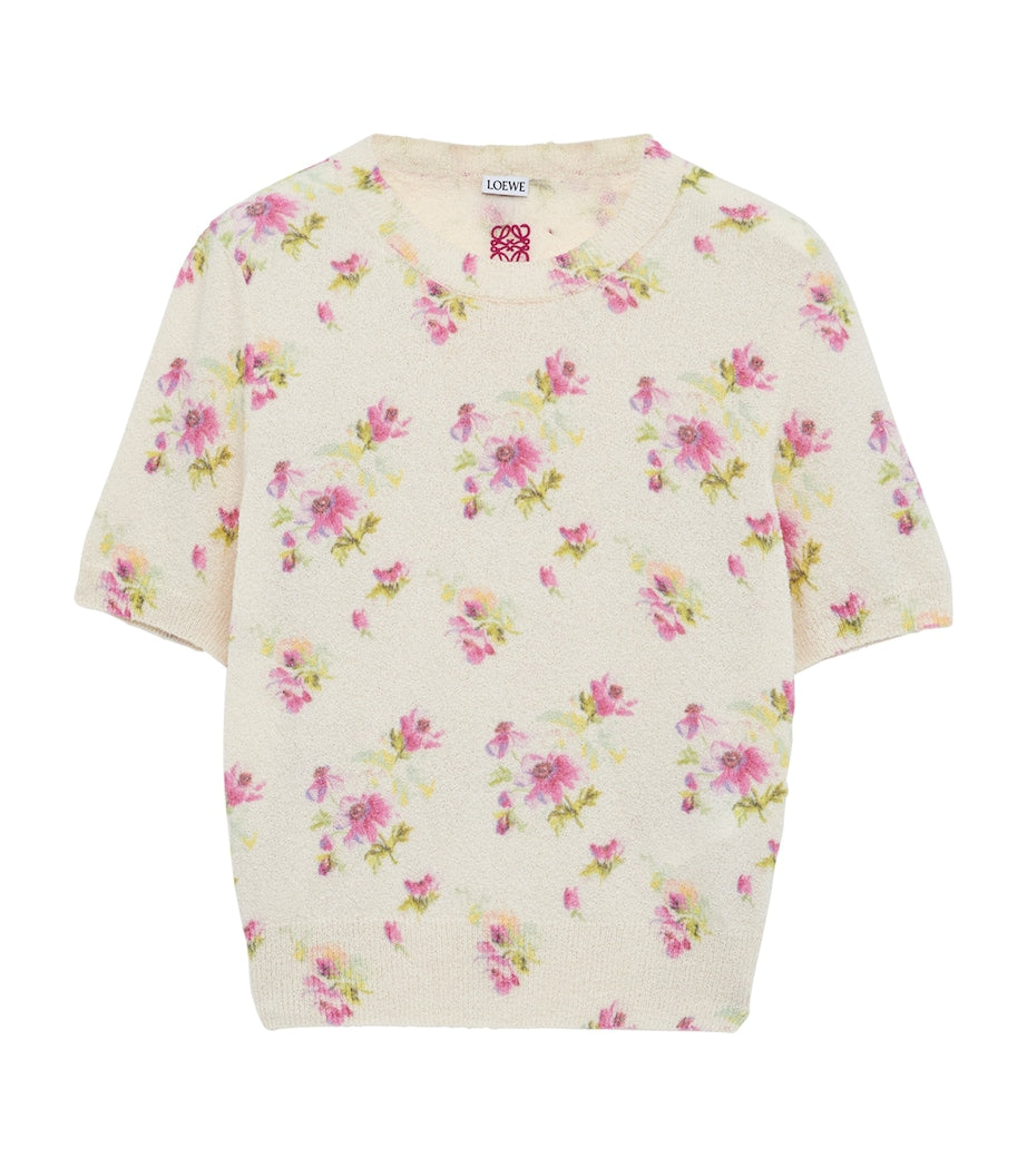 LOEWE White Cotton-Blend Floral Sweater