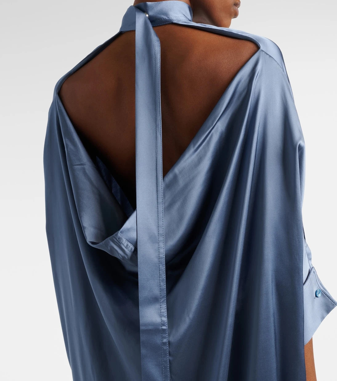 Acne Studios - Asymmetric scarf-detail satin midi dress