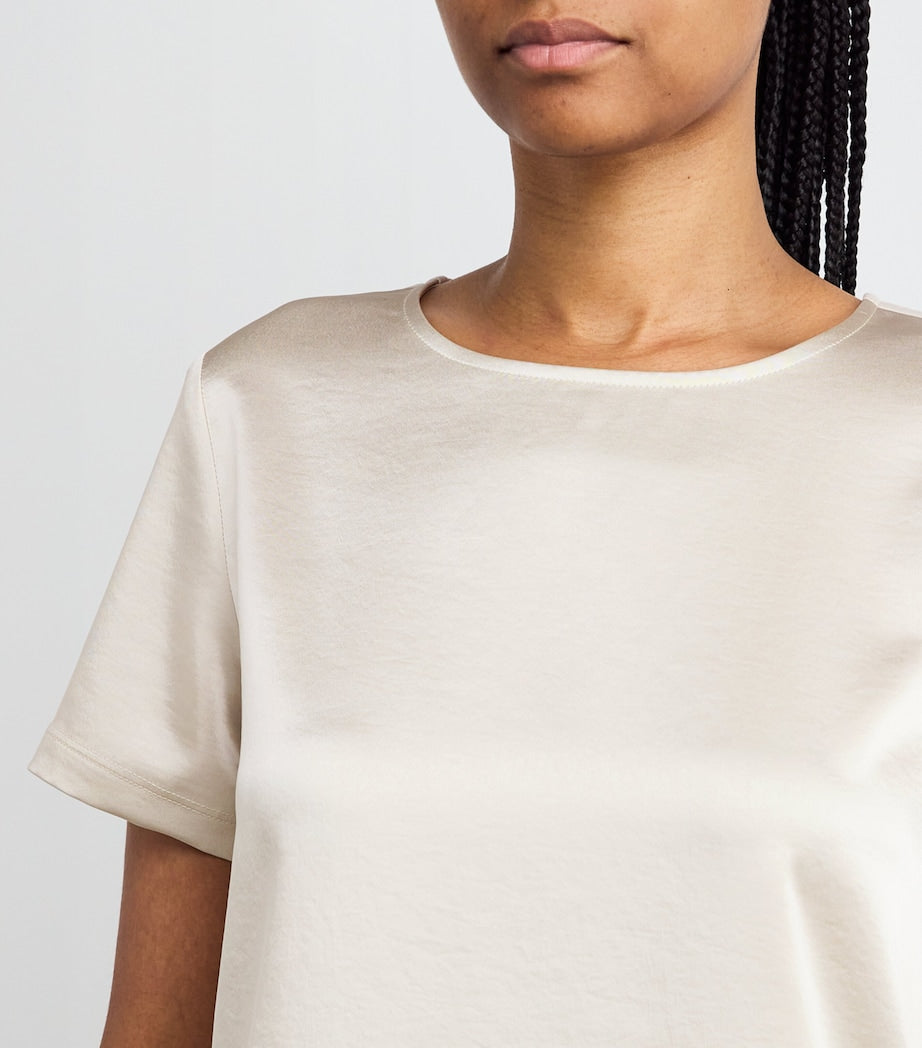 Weekend Max Mara White Satin-Front T-Shirt