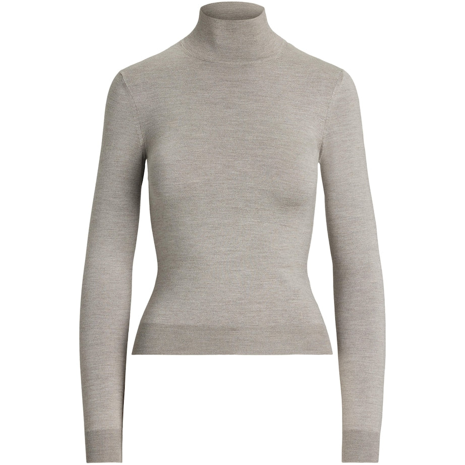 Ralph Lauren Collection Grey Mulberry Silk-Blend Turtleneck Sweatshirt