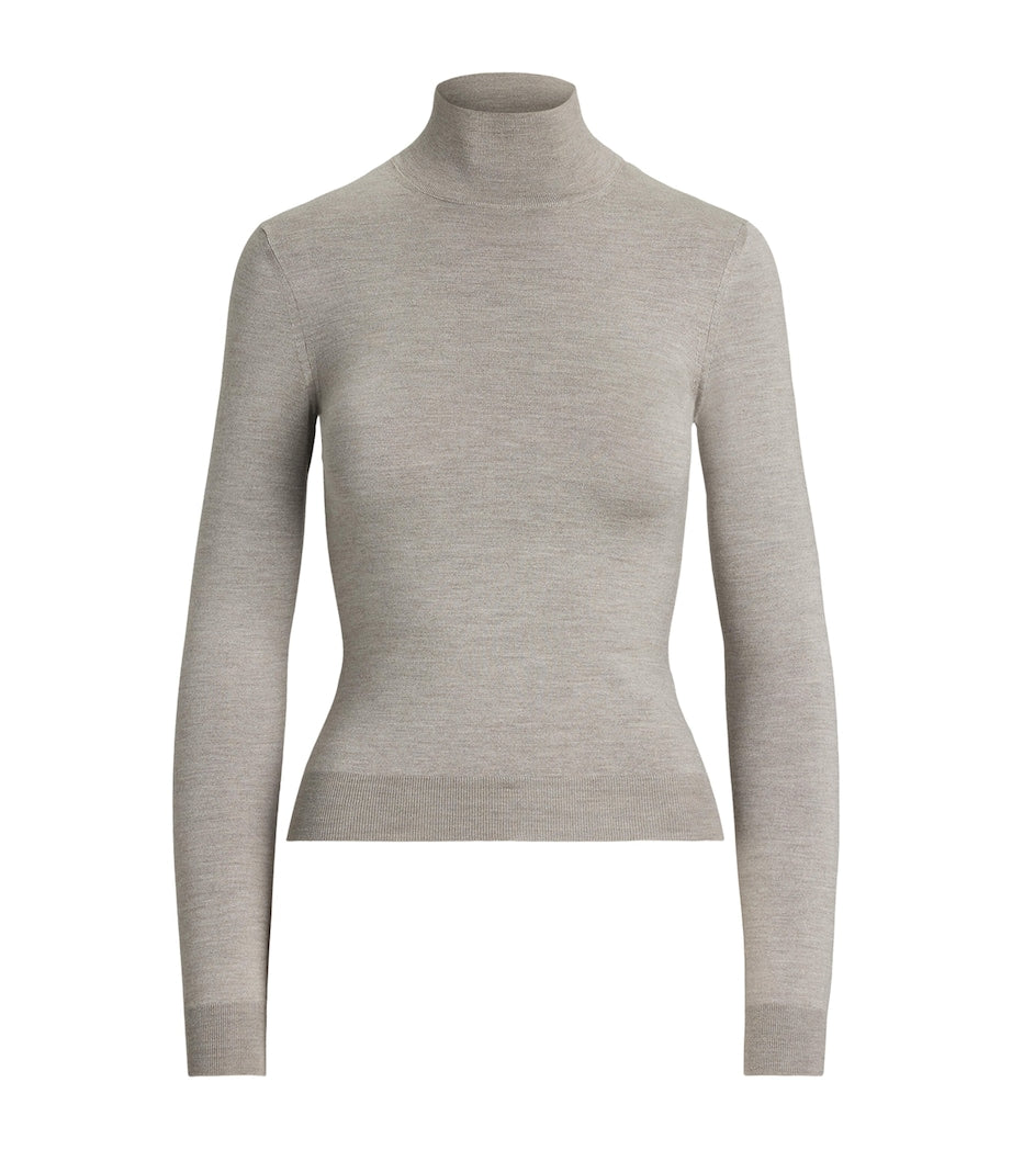 Ralph Lauren Collection Grey Mulberry Silk-Blend Turtleneck Sweatshirt