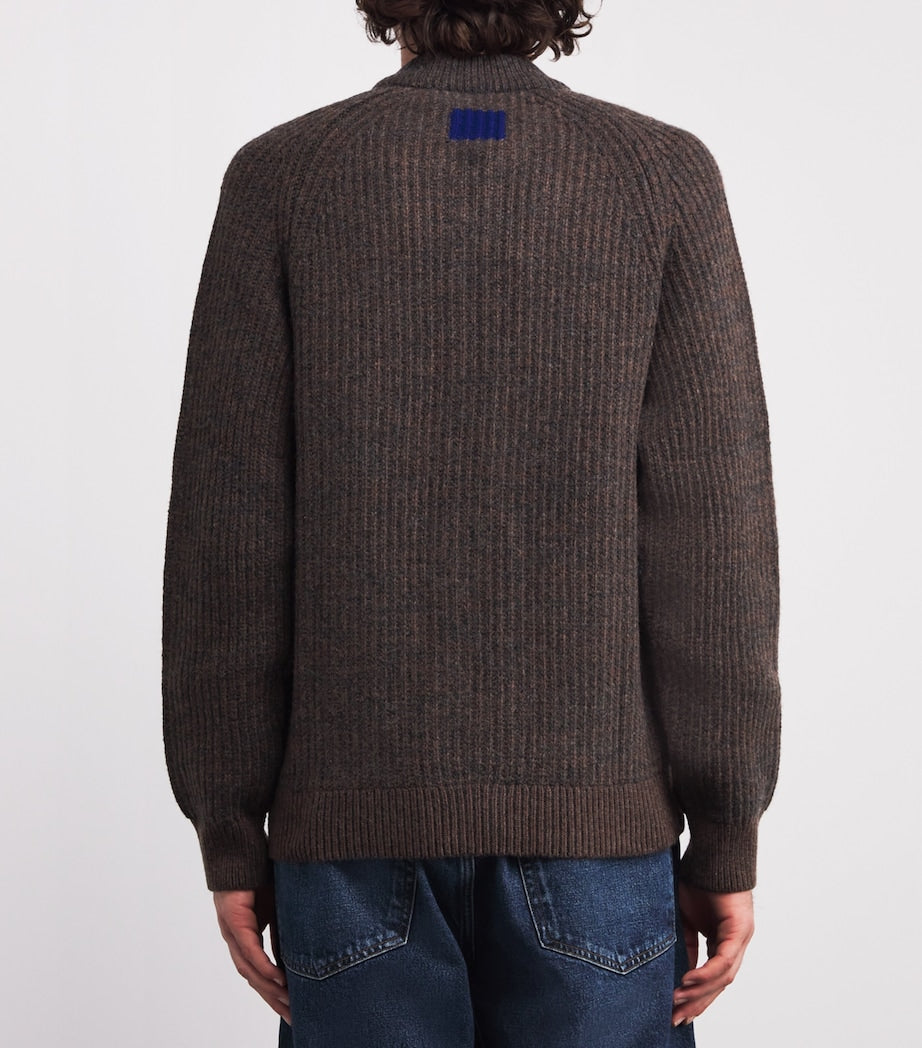 Barbour x Paul Smith Wool Stripe Zip-Up Cardigan RUSTIC