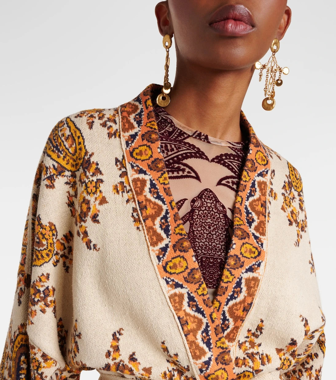 Etro - كارديجان من مزيج القطن الجاكار ملفوف