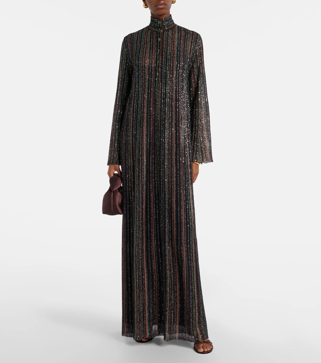 Missoni - فستان طويل ماكسي من قماش اللامية المزين بالترتر