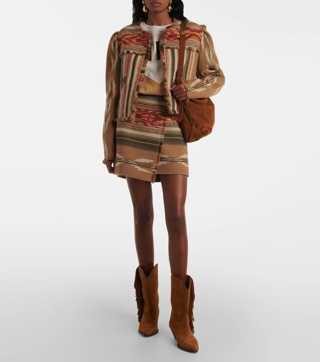 Marant Etoile - Adelaide fringed wool-blend miniskirt