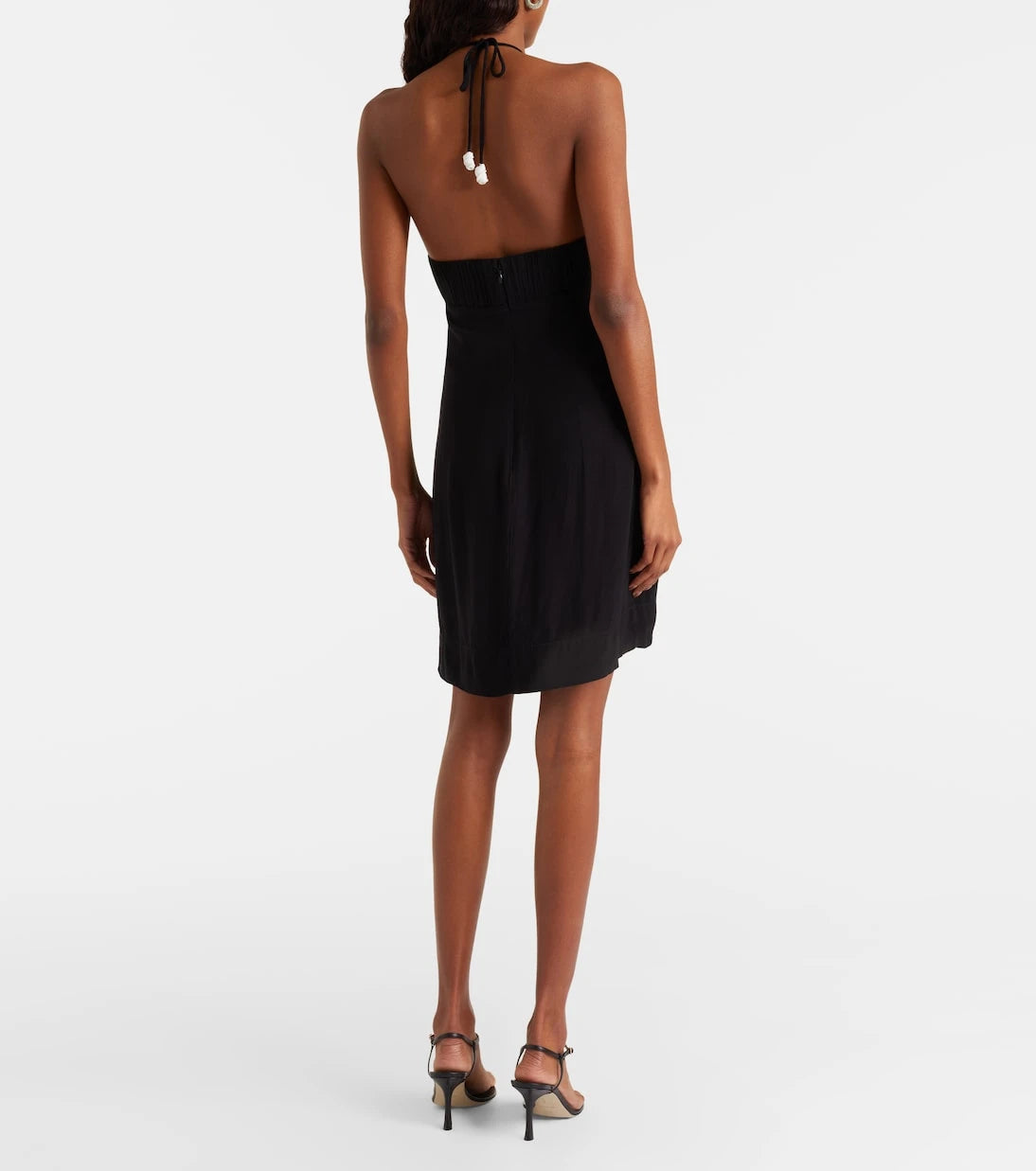 Farm Rio - Floral-appliqué halterneck minidress