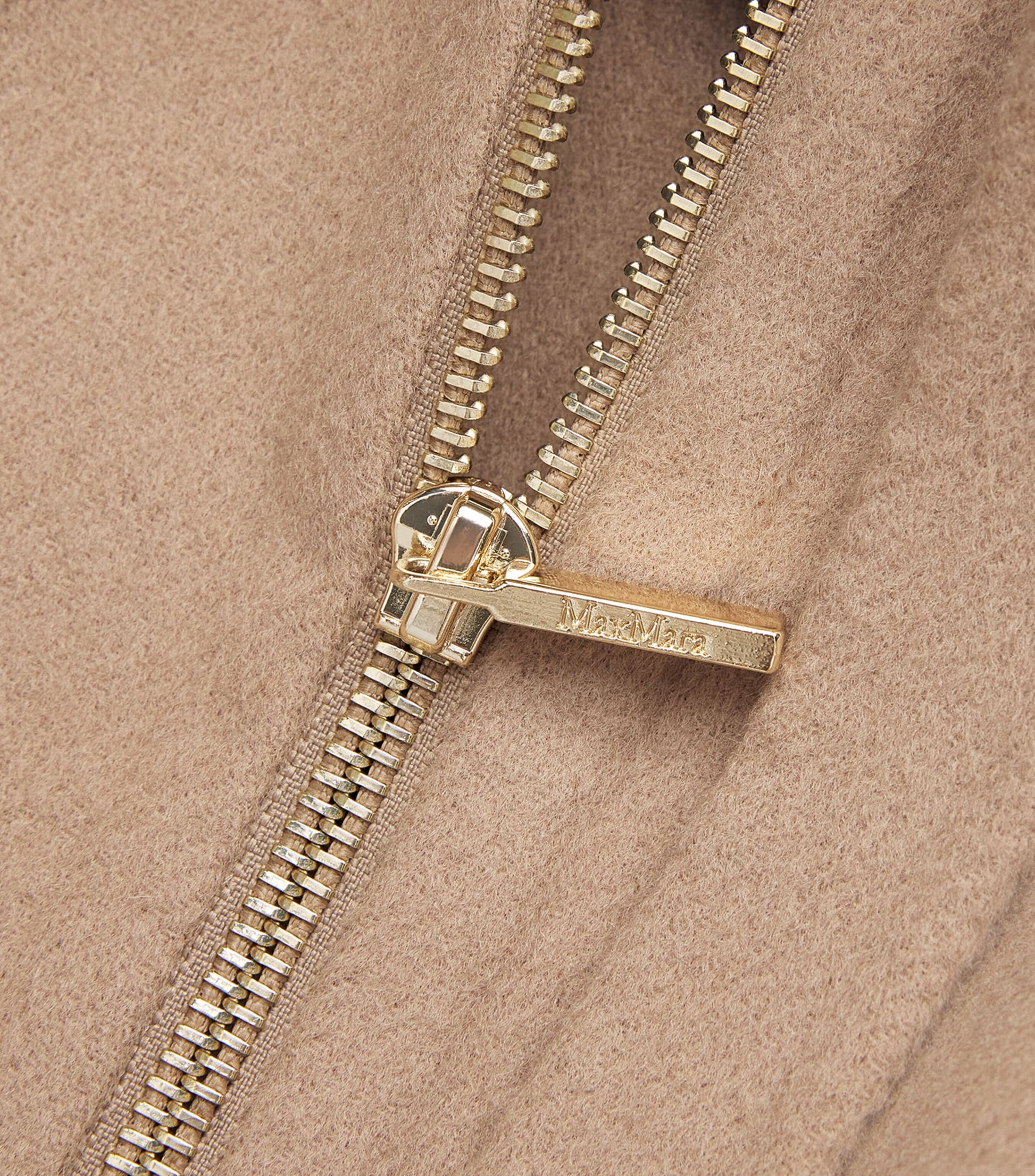 Max Mara Beige Virgin Wool Zip-Up Hoodie