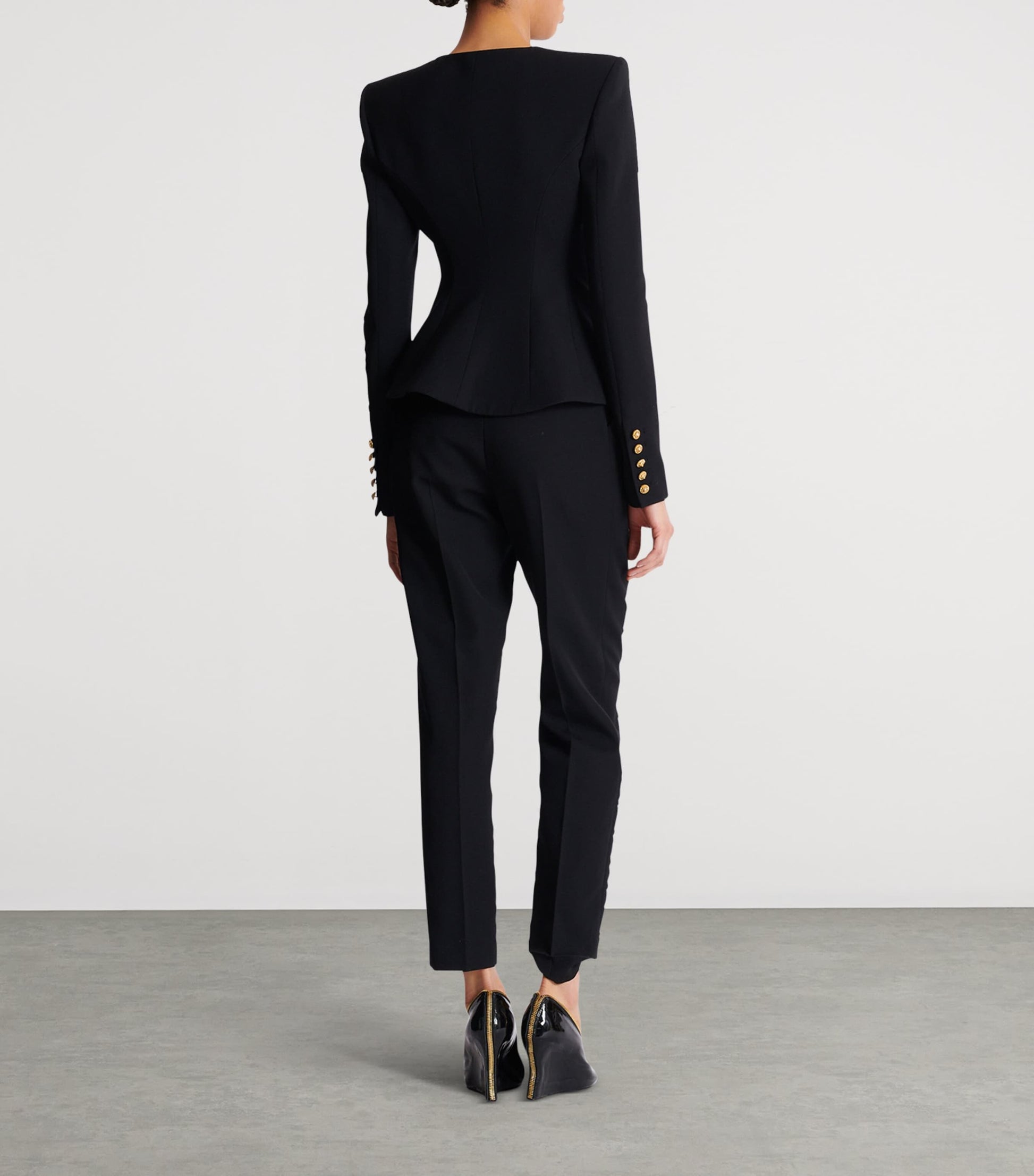 Balmain Black Wool Buttoned Basque Jacket