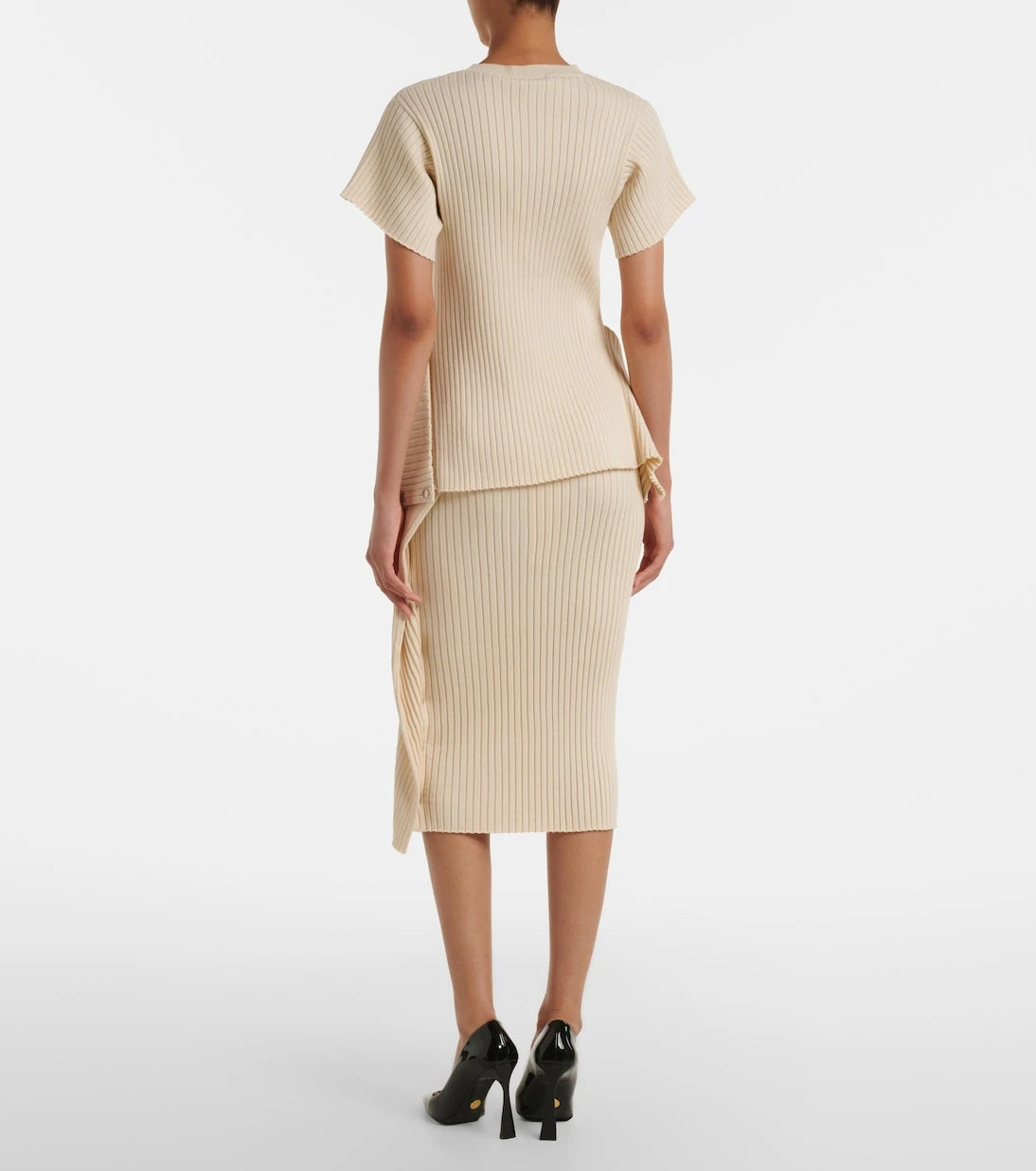 Stella McCartney - Ribbed-knit cotton midi skirt