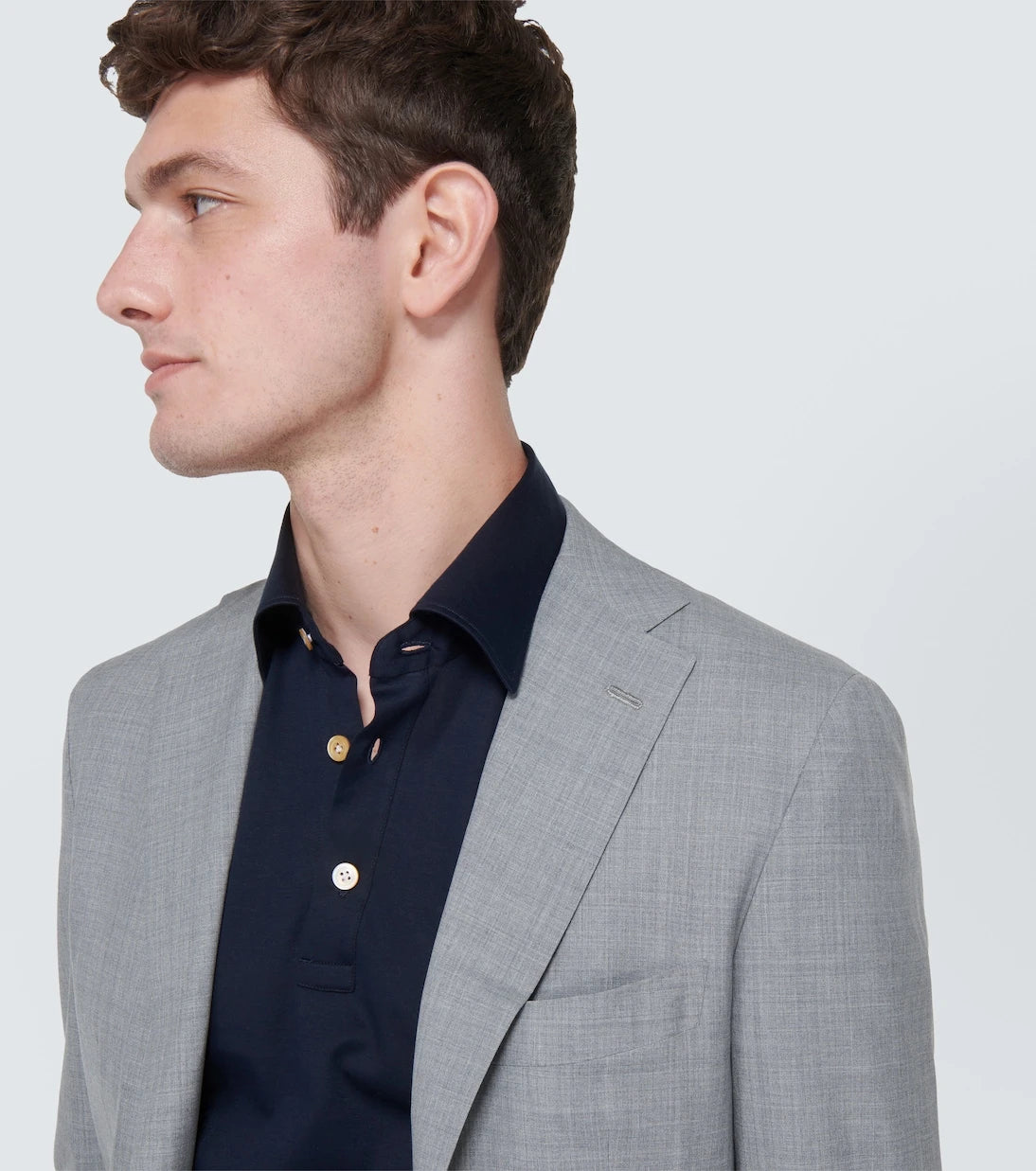 Kiton - Cotton poplin polo top