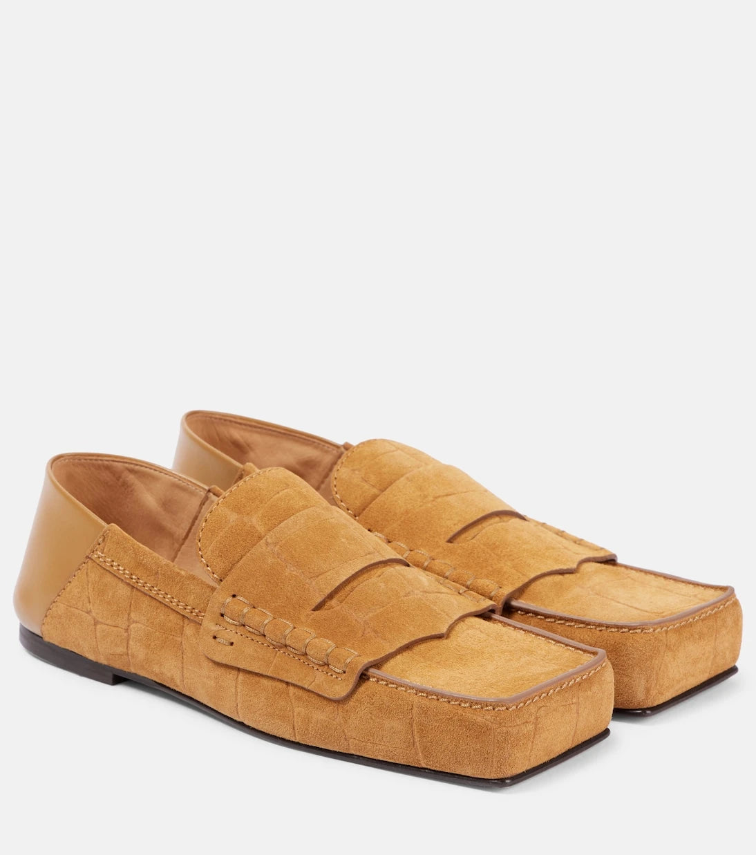 Jacquemus - Carré croc-effect suede penny loafers