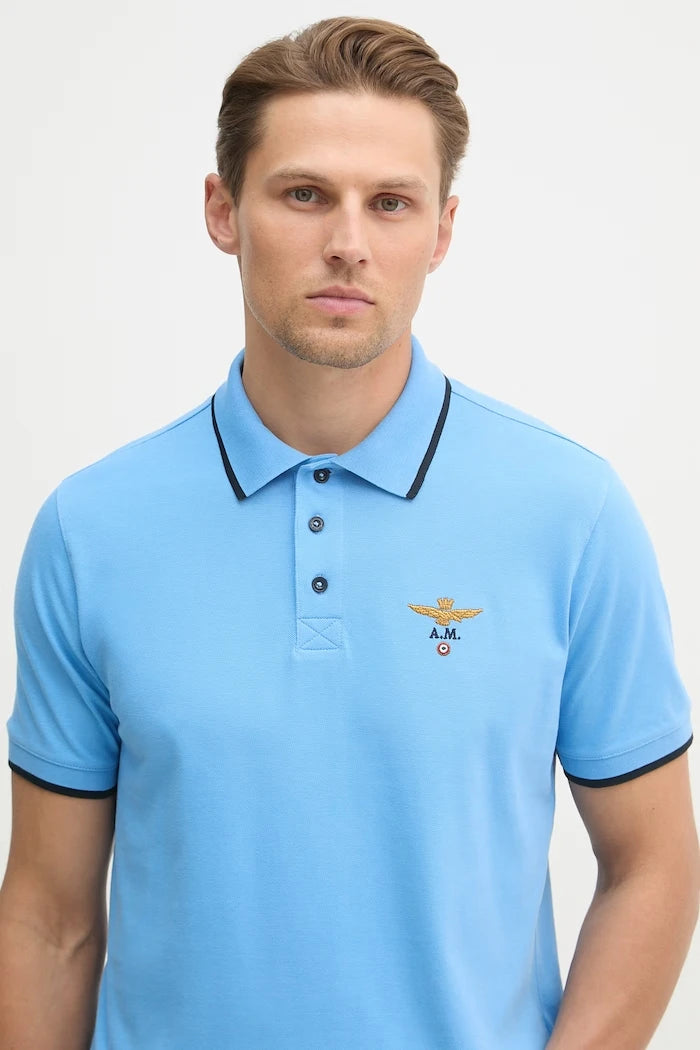 Aeronautica Militare тениска с яка мъжка от памук
