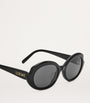 Black Thin Mini Oval Sunglasses