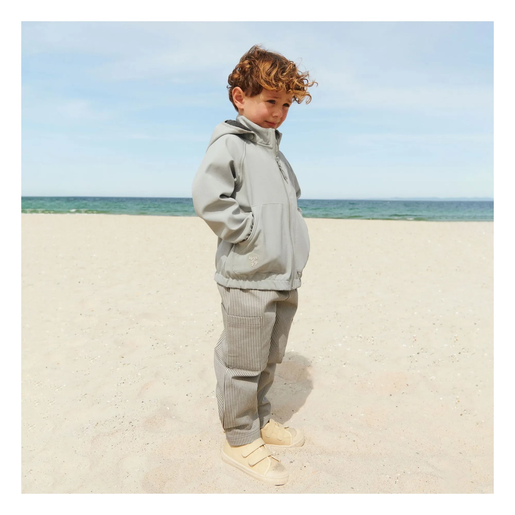 Wheat - Bofo Striped Organic Cotton Jacket | Grey