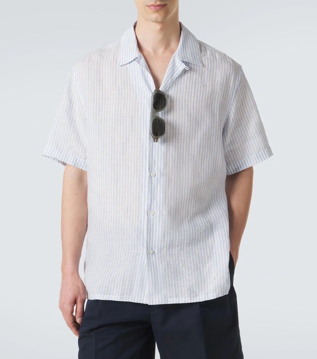 Brioni - Striped linen bowling shirt