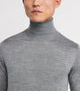 Isaia Grey Wool-Silk-Cashmere Rollneck Sweater