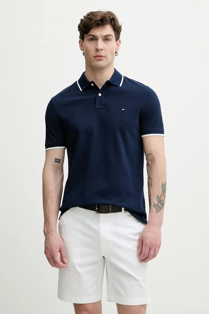 Tommy Hilfiger тениска с яка мъжка от памук