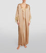 Silk Gina Long Robe ALMOND/GOLD