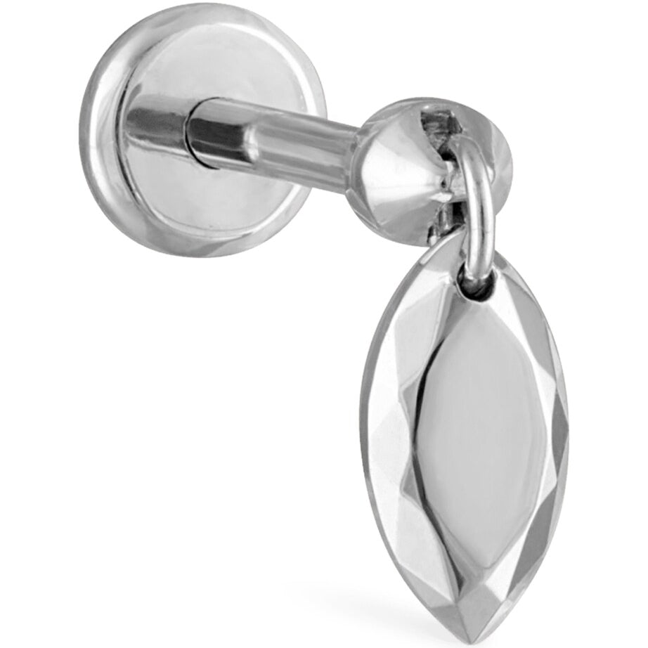 Faceted Gold Marquise Threaded Charm Earring (5.5mm)