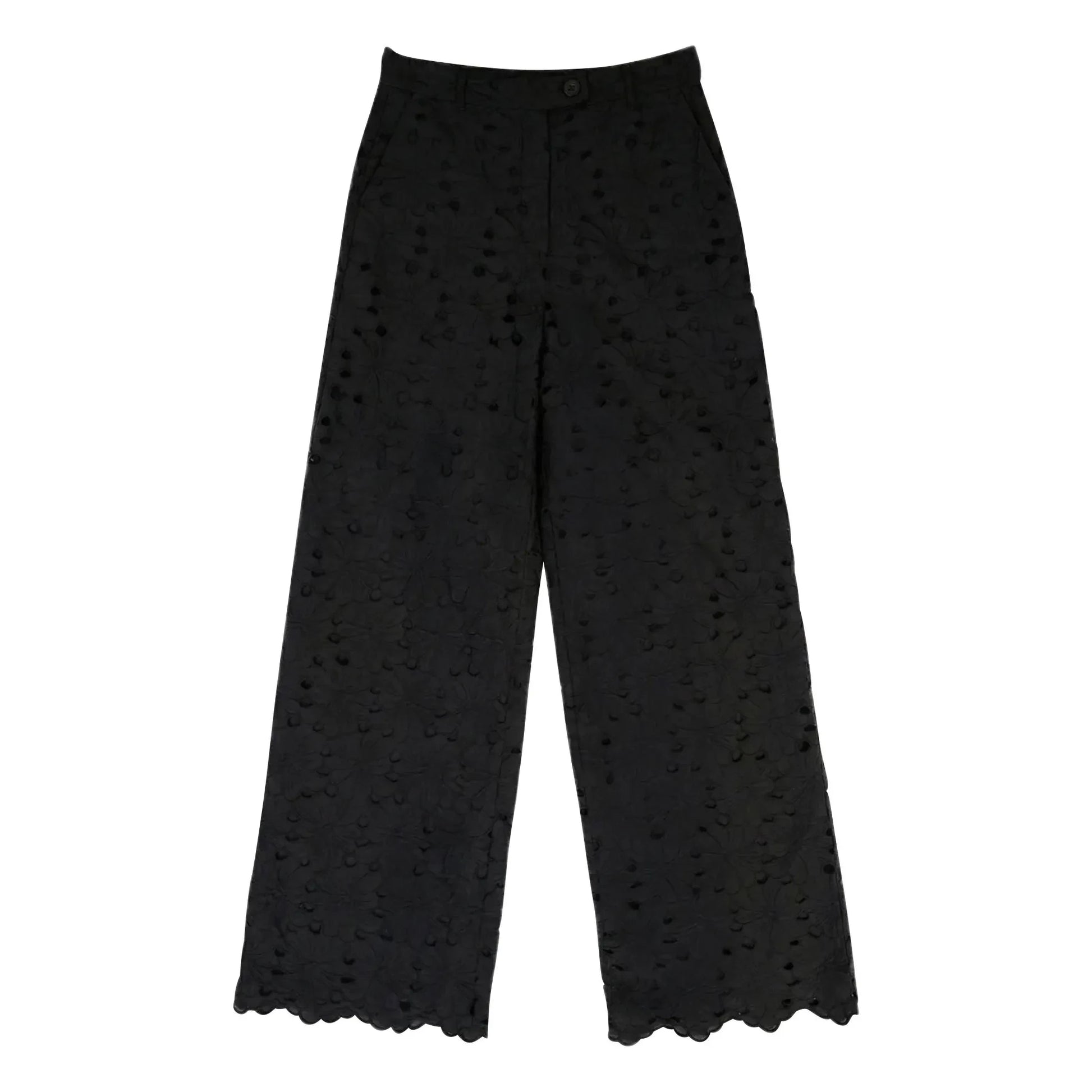 BELLEPIECE - Sicily Cotton Embroidered Pants | Black