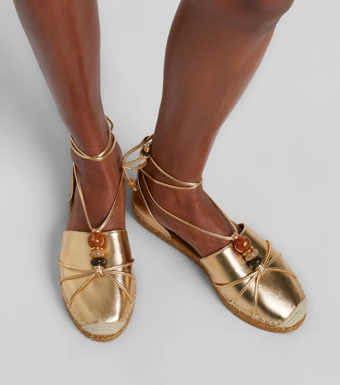 Jimmy Choo - Lemi embellished metallic leather espadrilles