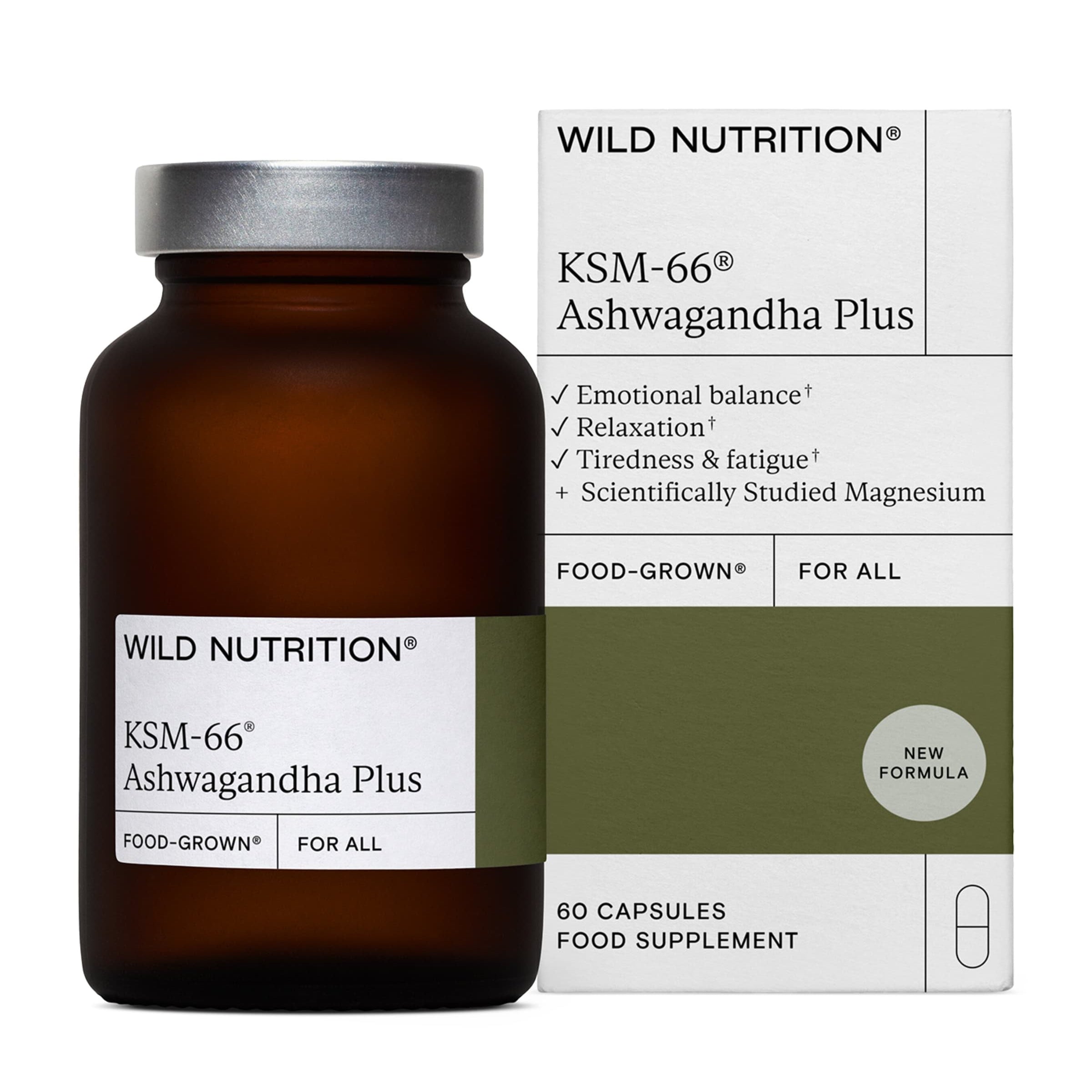 Wild Nutrition Food-Grown KSM-66 Ashwagandha Plus (60 Capsules)