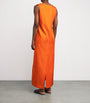 Róhe Orange Silk V-Neck Midi Dress