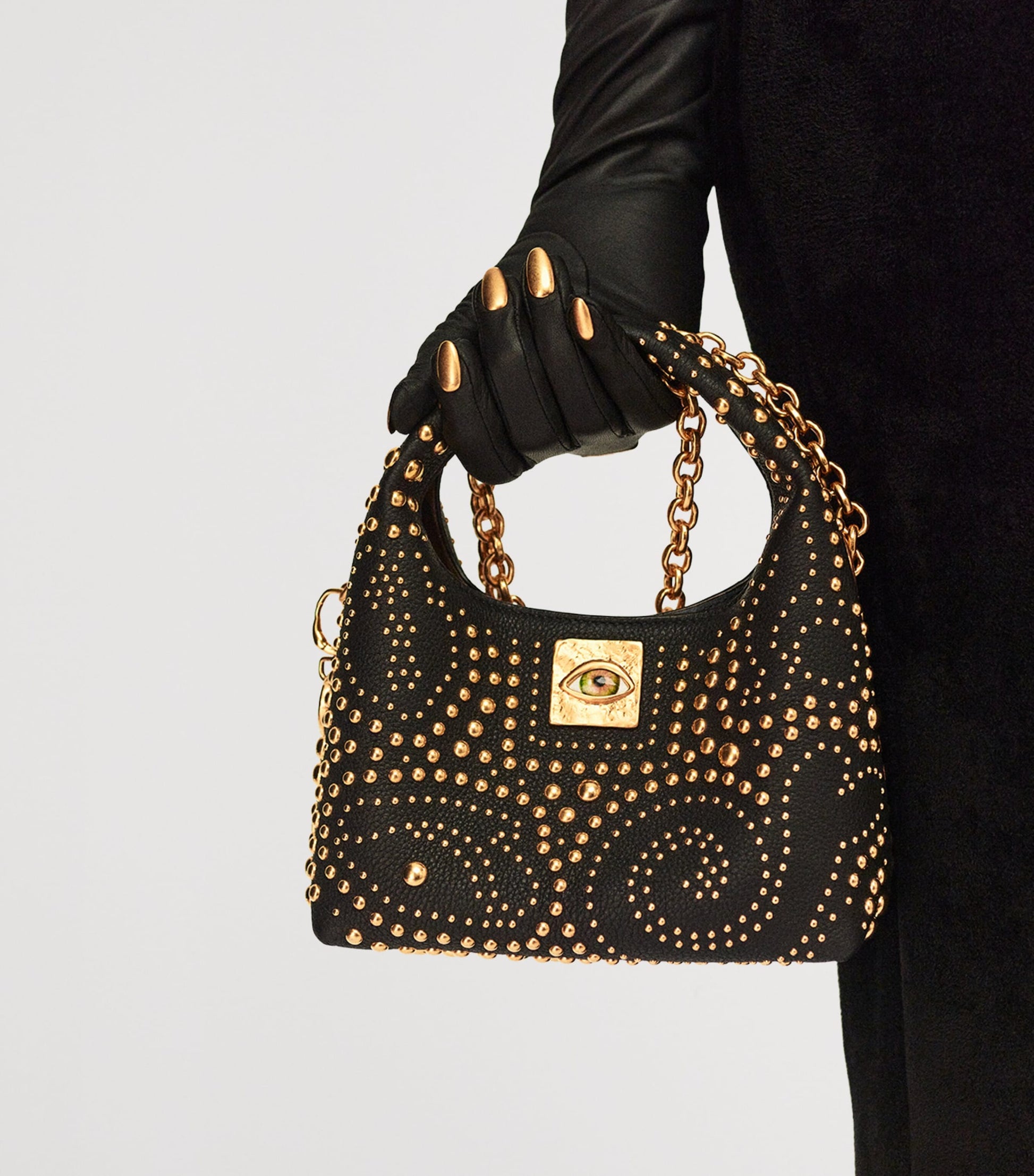 Mini Calfskin Studded Soufflé Shoulder Bag