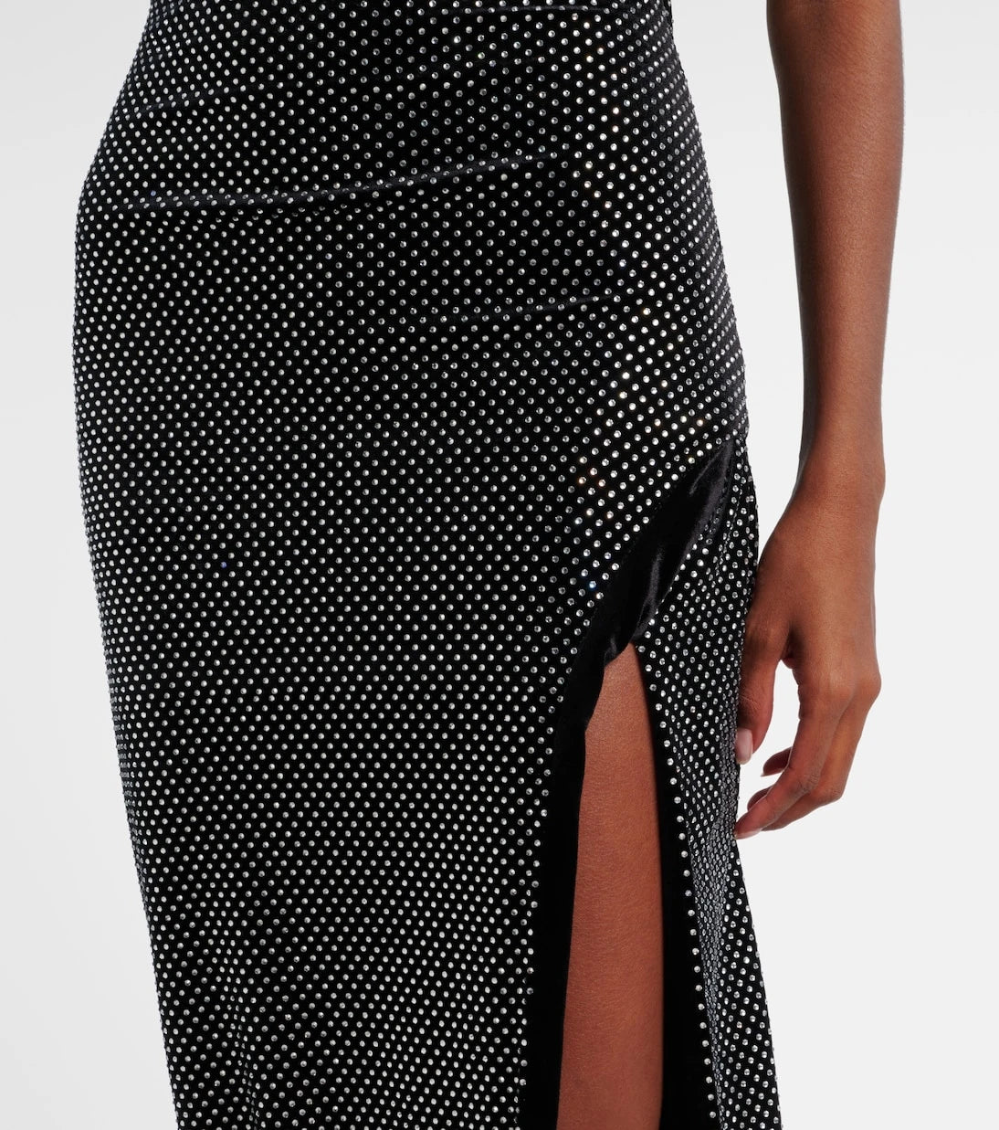 Balmain - Rhinestone-embellished velvet maxi dress