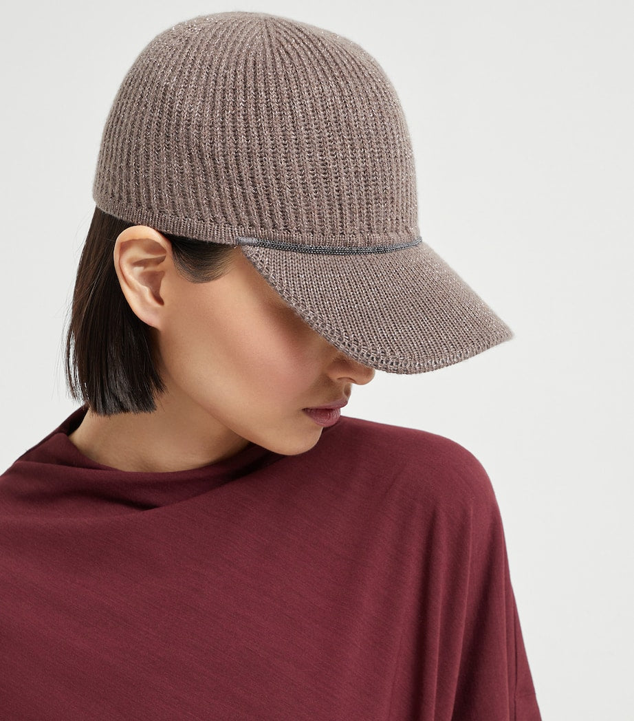 Brunello Cucinelli Brown Cashmere-Blend Monili Baseball Cap