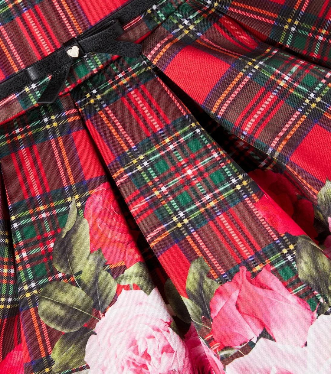 Monnalisa - Floral tartan dress