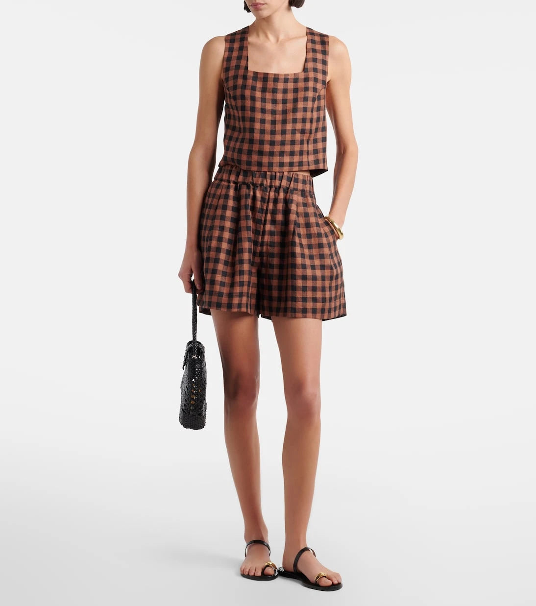 Asceno - Checked linen shorts