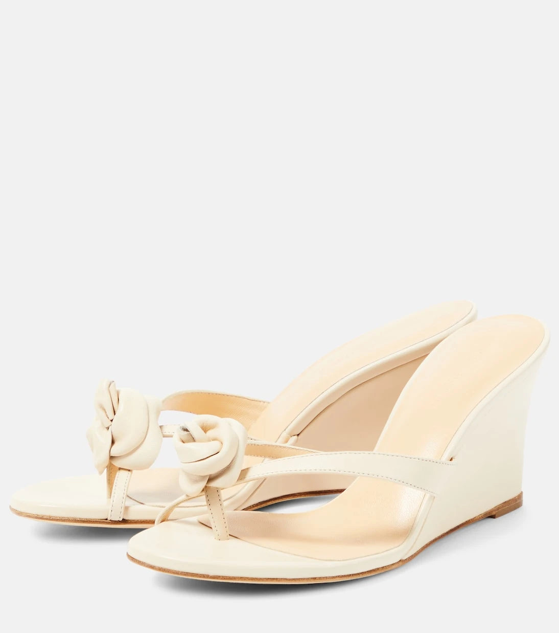Magda Butrym - Floral-appliqué leather wedge sandals